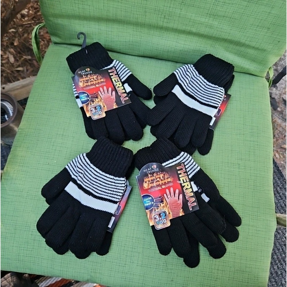 Heat Zone Thermal Gloves 3.2 TOG Heat Trendz One Size Fits Most NWT 4 Pair Lot